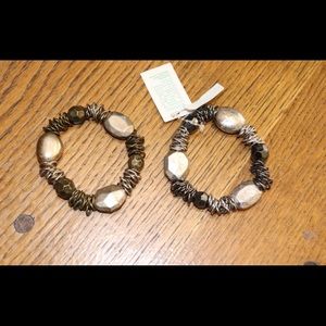 TWO EARTH TONE STRETCH BRACELETS